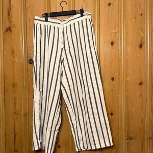 J. Crew White and Navy Striped Pants